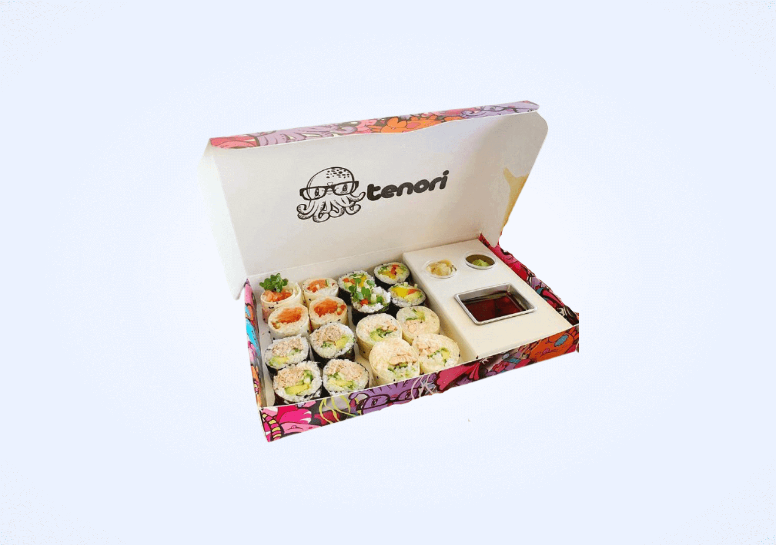 Custom Design Sushi Boxes Silver Edge Packaging