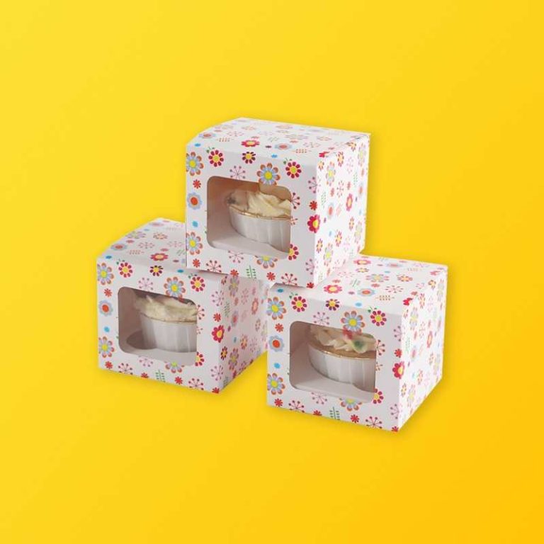 Custom Individual Cupcake Boxes Silver Edge Packaging