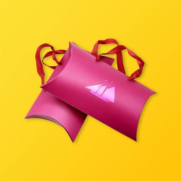 Custom Pillow Boxes with Your Logo Silver Edge Packaging