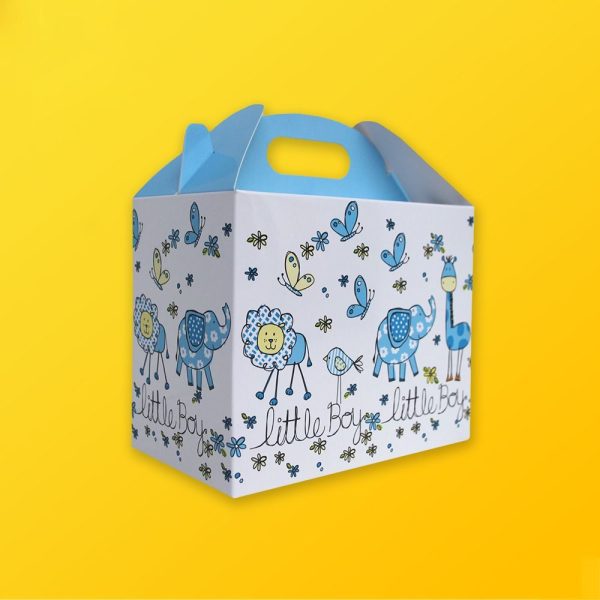 Blue Gable Boxes Silver Edge Packaging