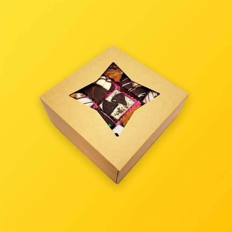 Brown Bakery Boxes with Window Silver Edge Packaging