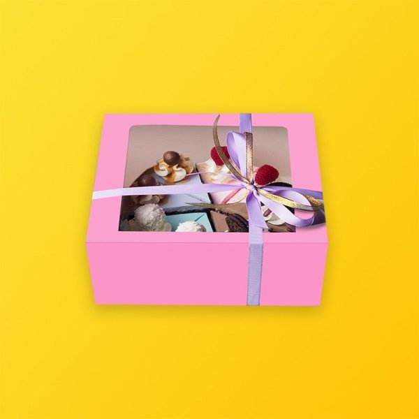 Custom Pink Bakery Boxes with Window Silver Edge Packaging