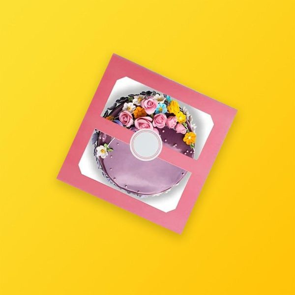 Custom Pink Bakery Boxes with Window Silver Edge Packaging