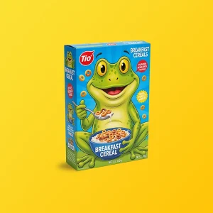 cereal with frog on boxes