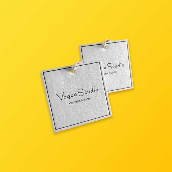 Custom Embossed Debossed Hang tags Silver Edge Packaging