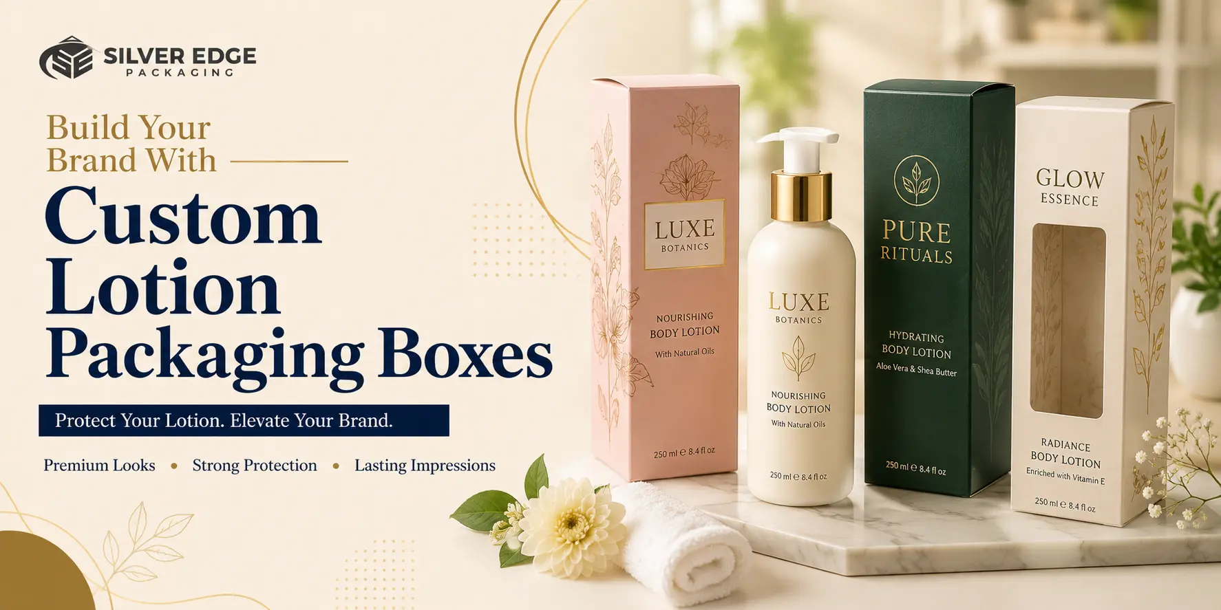 Premium custom lotion boxes with logo for skincare brands