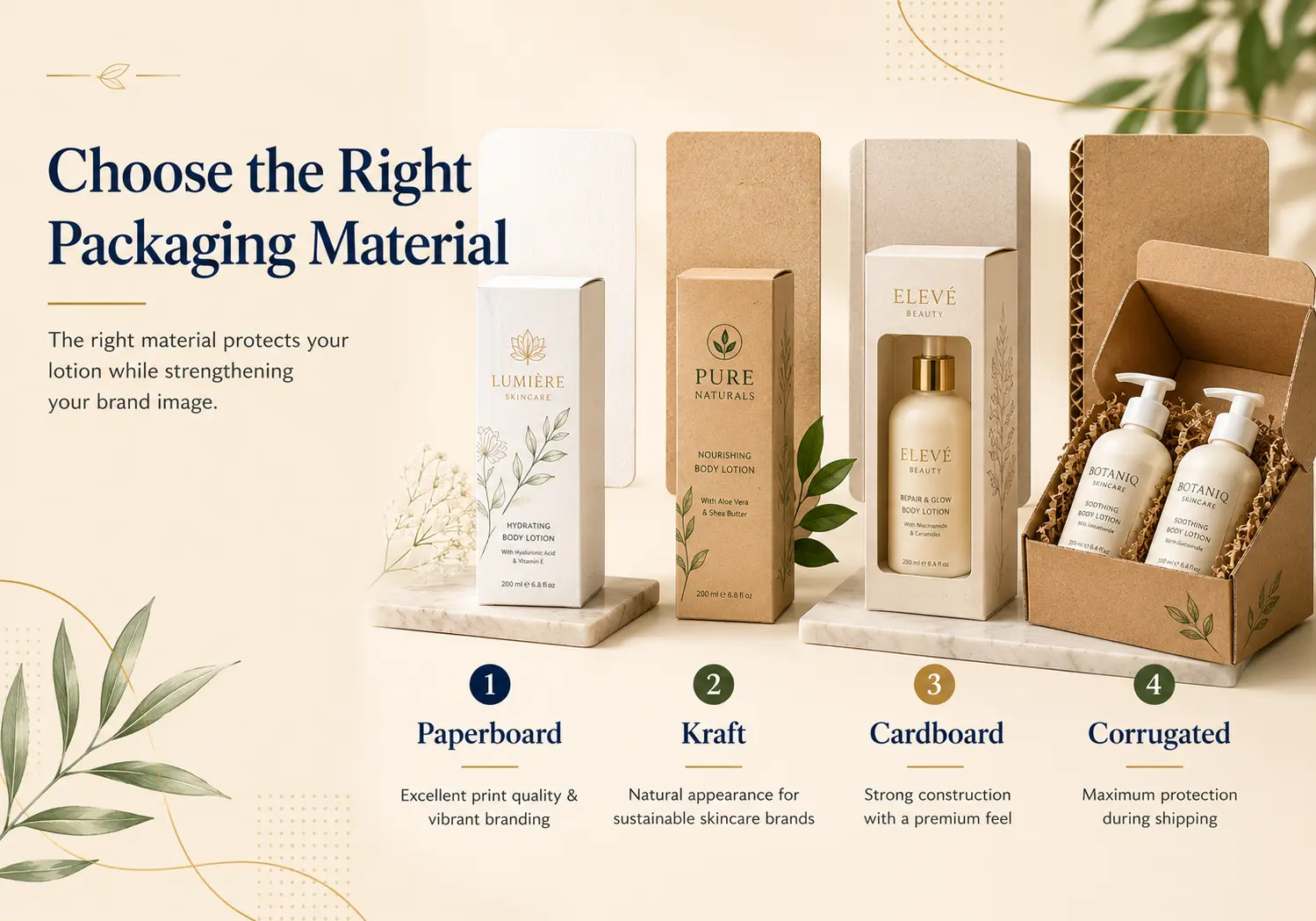 Elegant packaging material options for skincare