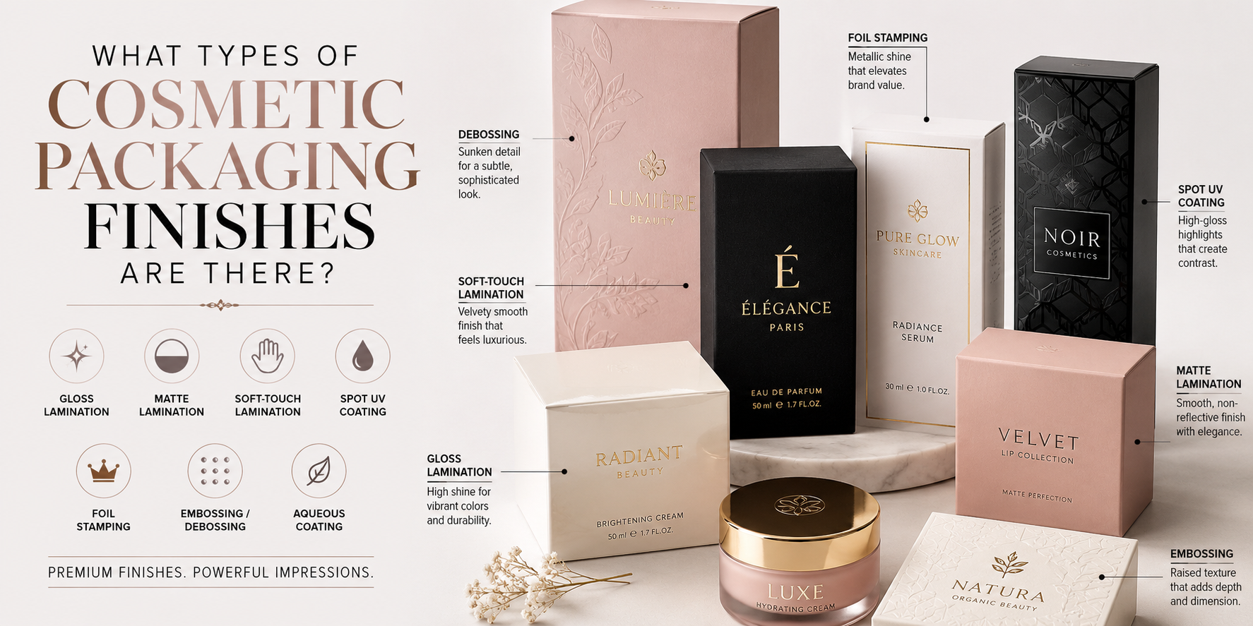 Luxury cosmetic packaging finishes explained