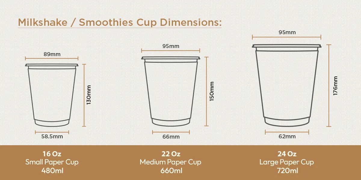 Milkshake Smoothies Cup Dimensions