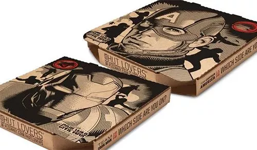 popular movies design on pizza boxes 